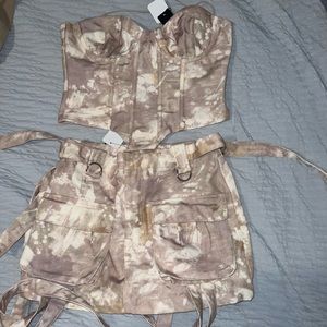 Two piece corset top and skirt